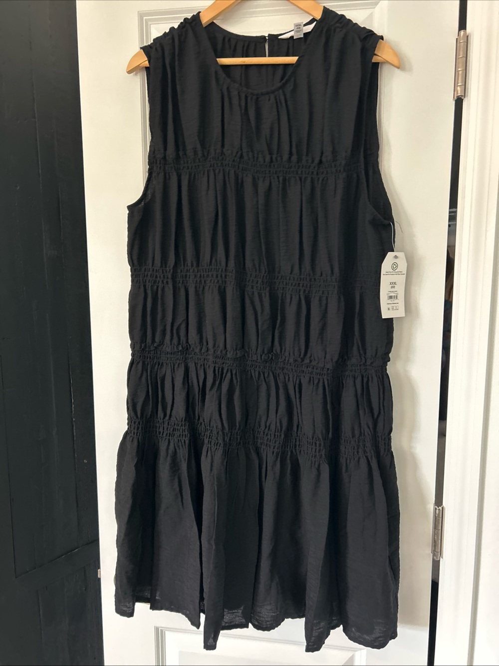 Time and Tru Women's Smocked Sleeveless Mini Dress, Black- XXXL- NWT